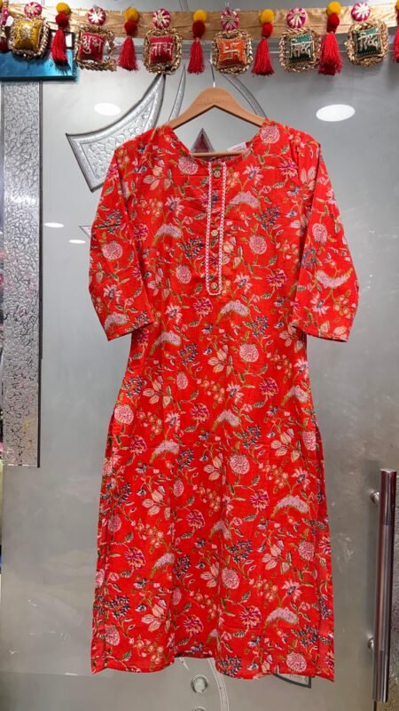 Red Blossom Kurta